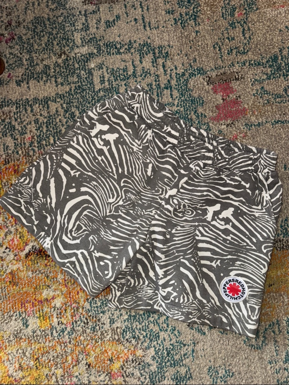 Red Hot Chili Peppers Gray & White Patterned Casual Shorts